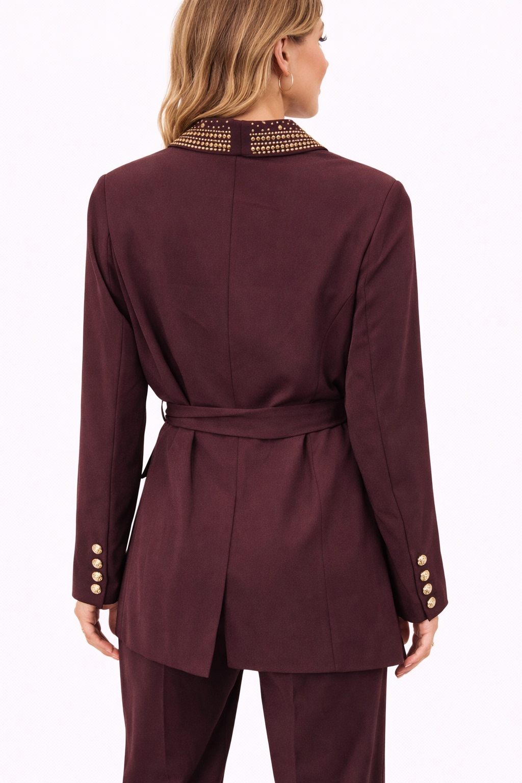 Monroe Royale Studded Blazer – Burgundy 1856