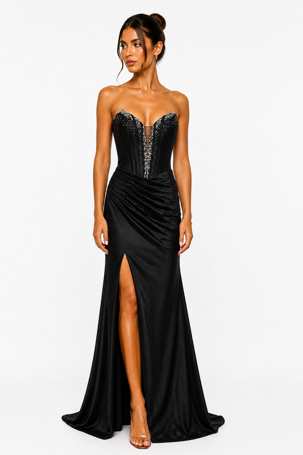 Ruby Elegance Corset Gown – Satin Luxe Edition F86059
