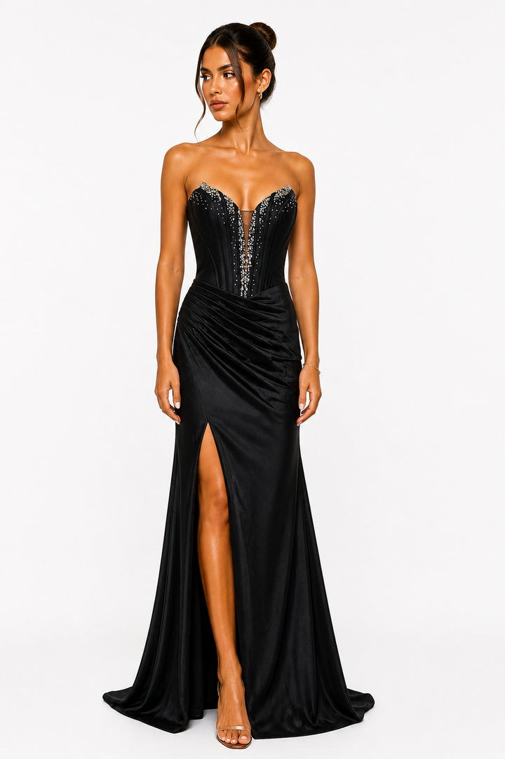 Ruby Elegance Corset Gown – Satin Luxe Edition F86059
