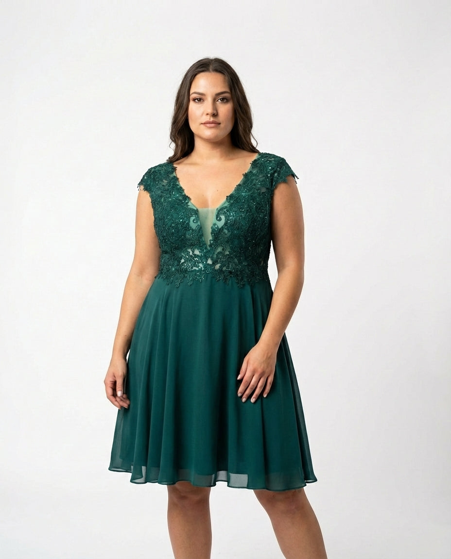 Cocktailjurk Queensize Émeraude Élégance 9409