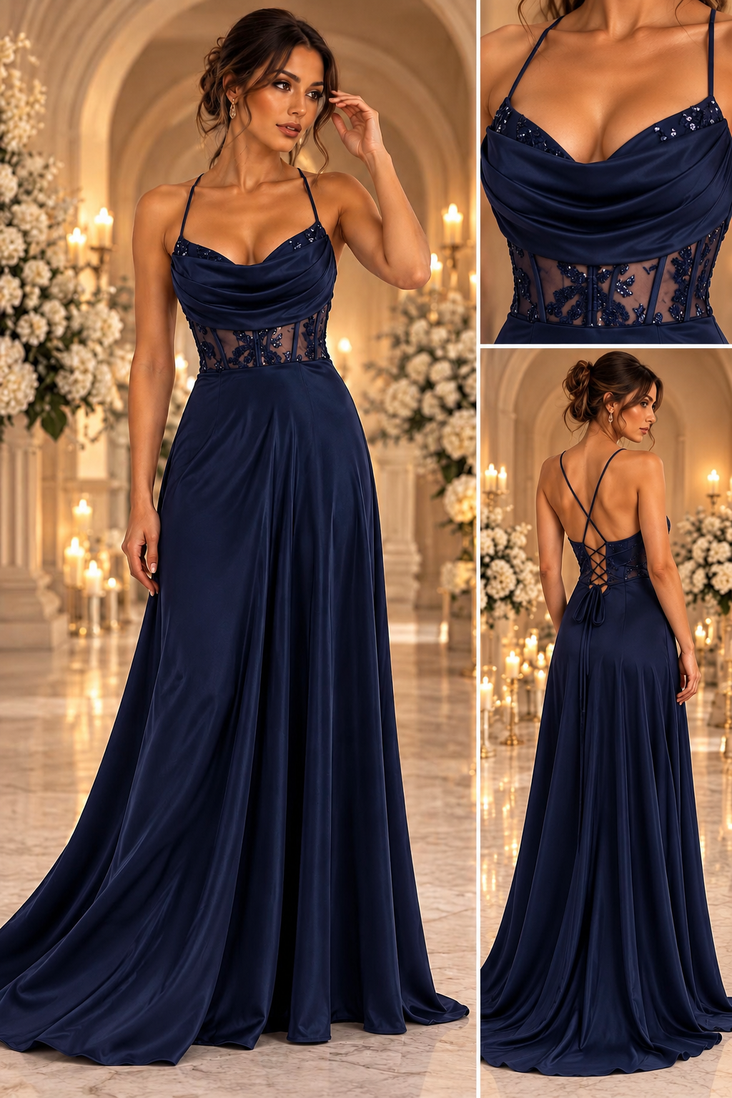 Aurelia Burgundy Satin Gala Dress 6439