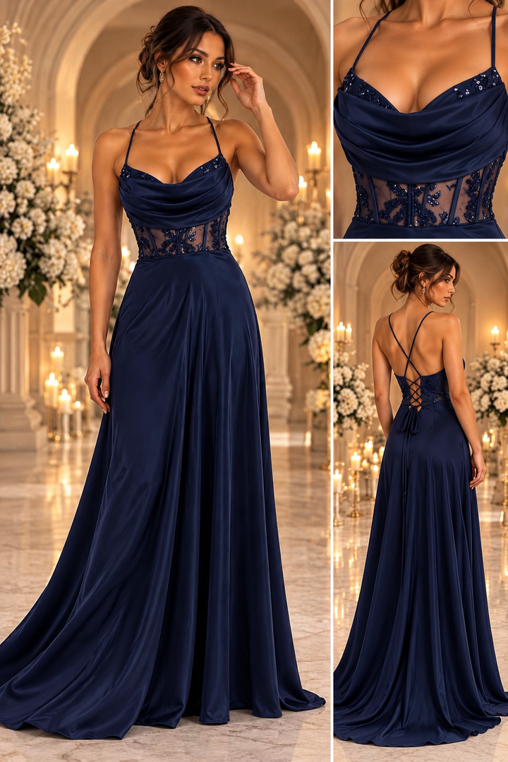 Aurelia Burgundy Satin Gala Dress 6439