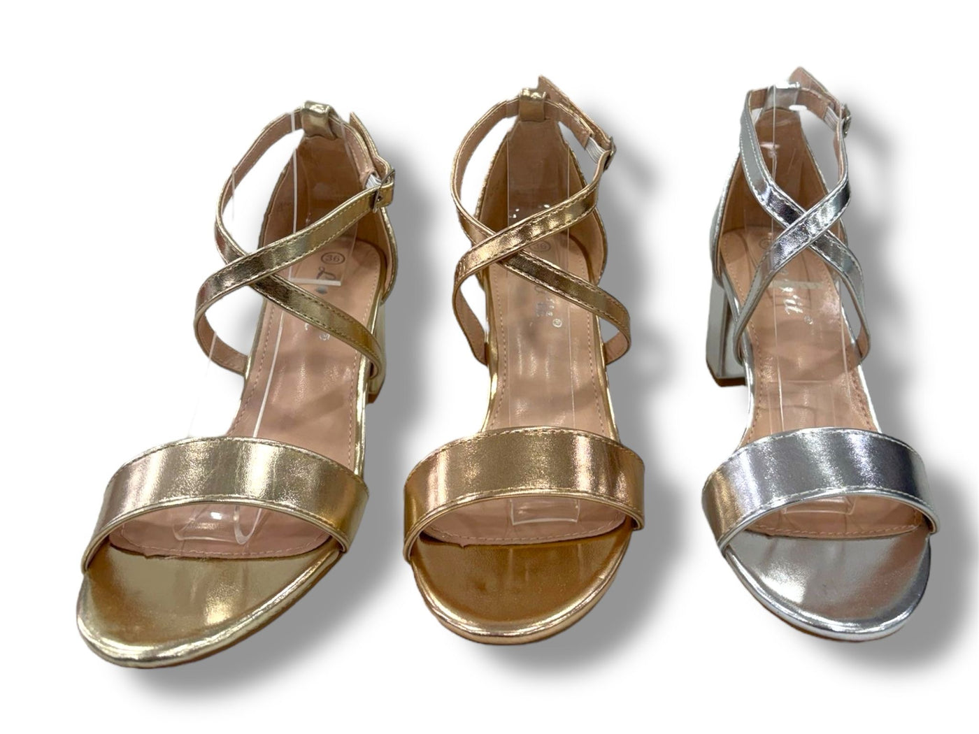Stijlvolle Metallic Sandalen met Blokhak FI-218