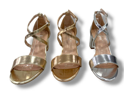 Stijlvolle Metallic Sandalen met Blokhak FI-218