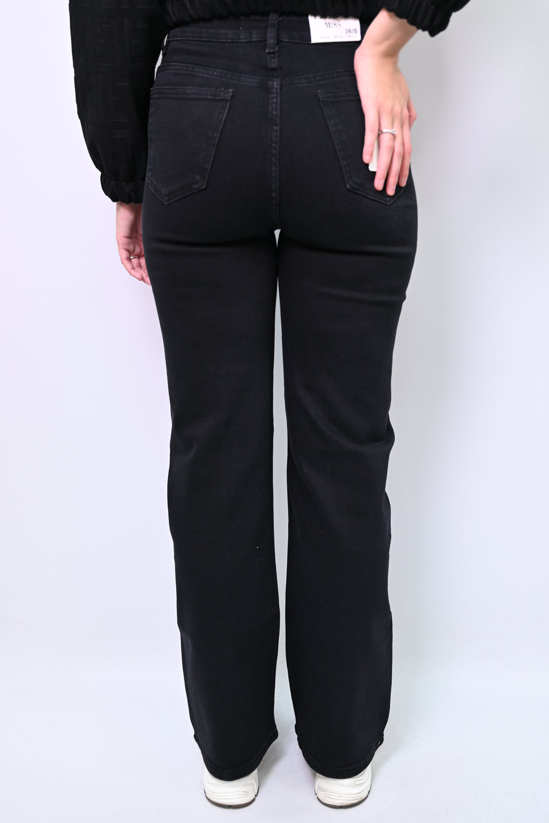 Midnight Glint – Embellished Black Denim Wideleg HelloMiss H979-5