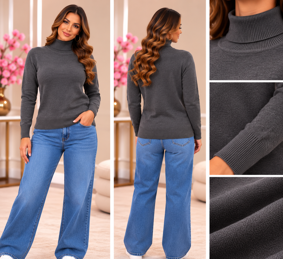 Soft Touch Ribbed Turtleneck Sweater W2005