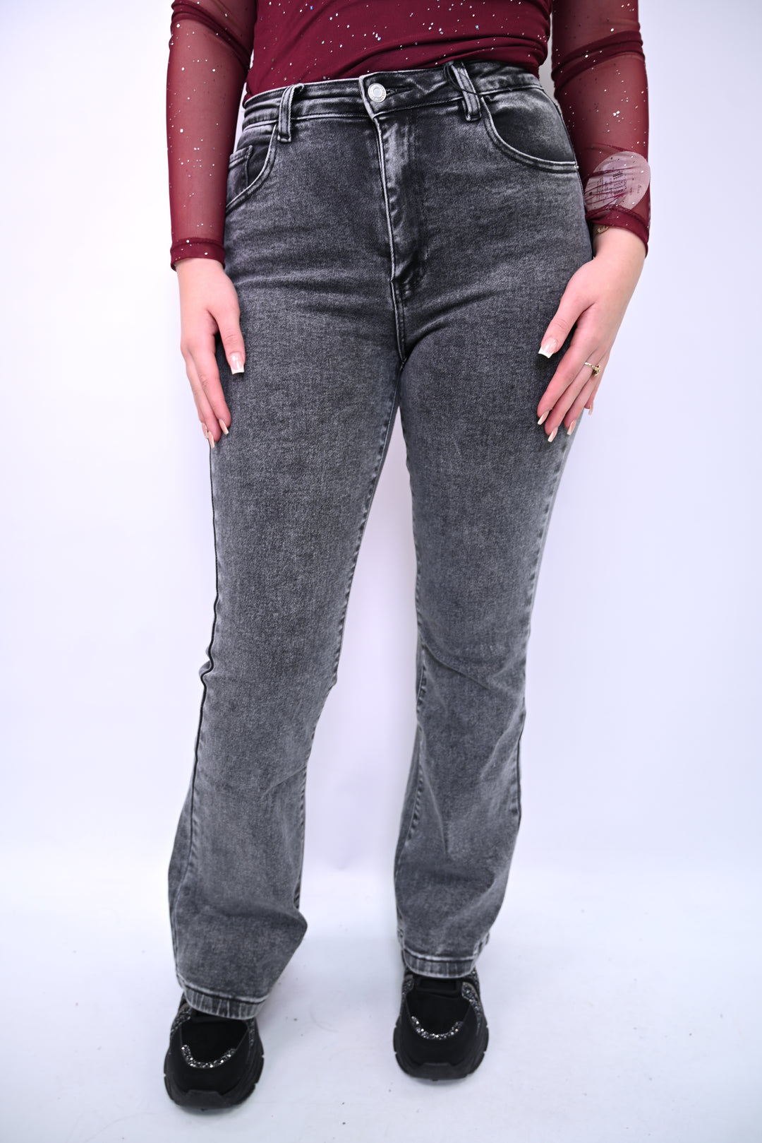 Vintage Grey Slim-Flare Jeans T6267-3