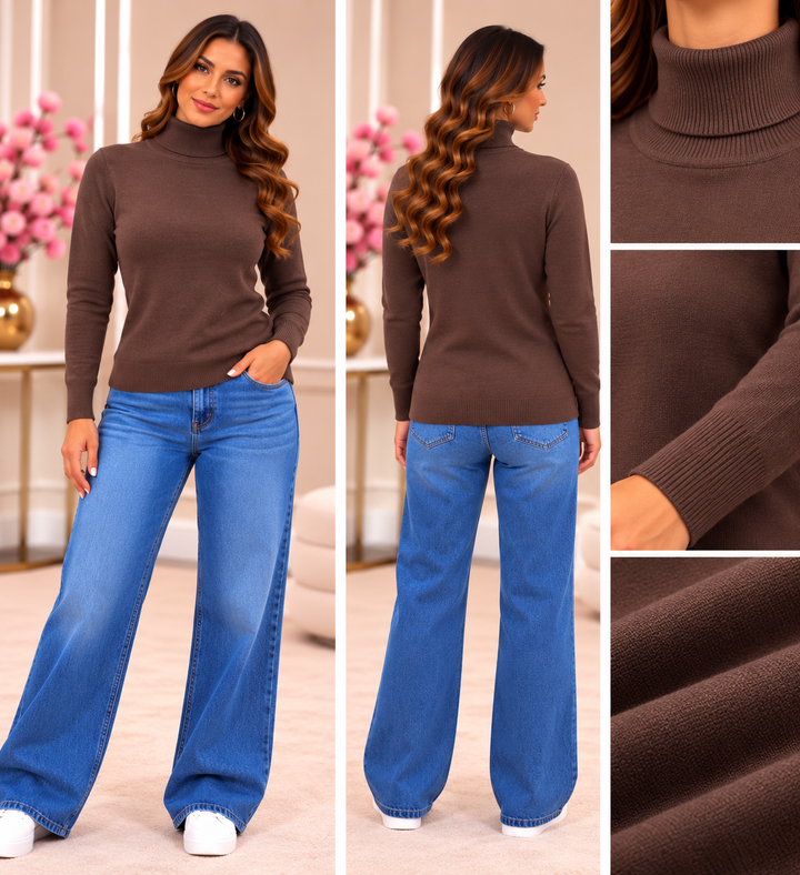 Soft Touch Ribbed Turtleneck Sweater W2005