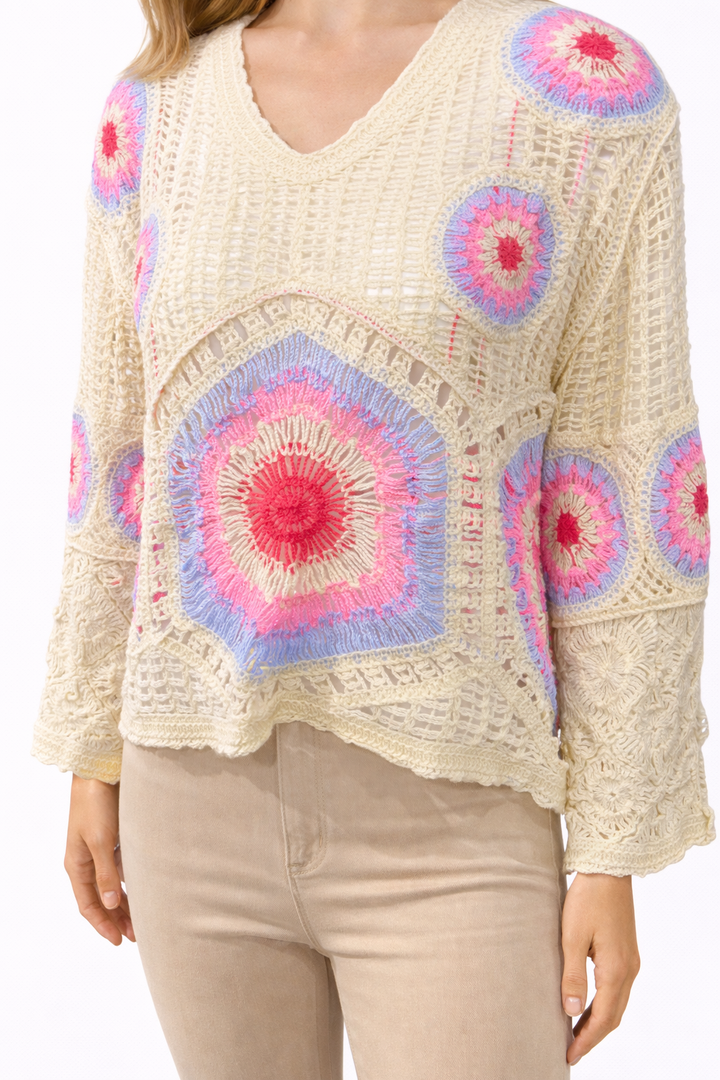 Bohemian Crochet Top – Zwart/Wit Ibiza Style M501