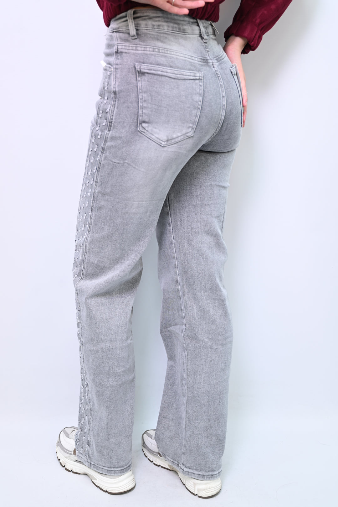 Shadow Line Wide-Leg Jeans HelloMiss H953-2