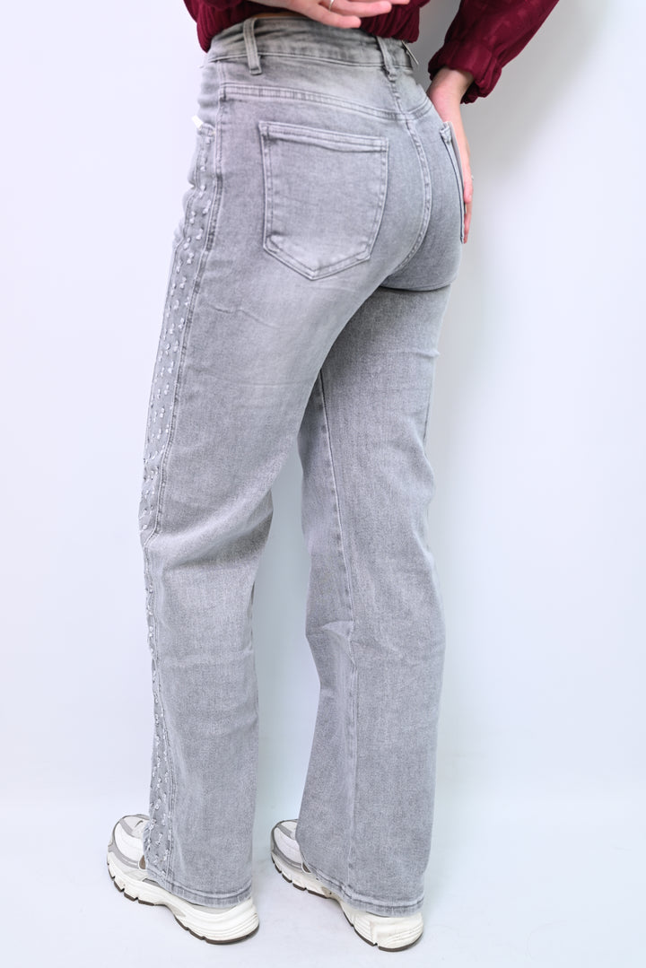 Shadow Line Wide-Leg Jeans HelloMiss H953-2