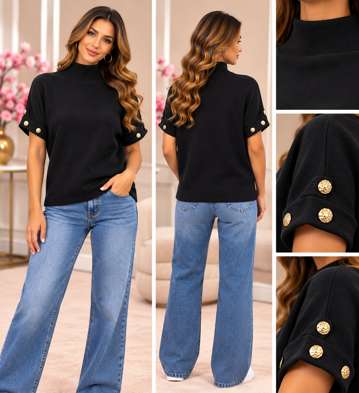 Graceful Knit High Neck Top B1935
