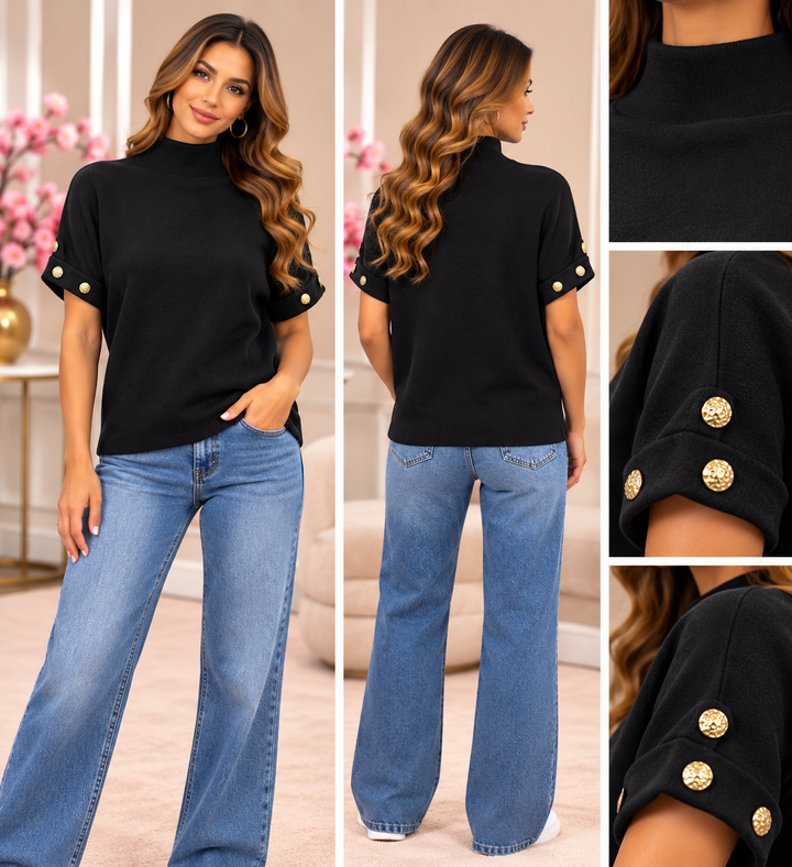 Graceful Knit High Neck Top B1935