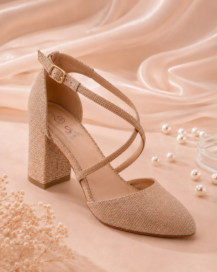 Sienna Glitter Pumps – Roségoud J-216