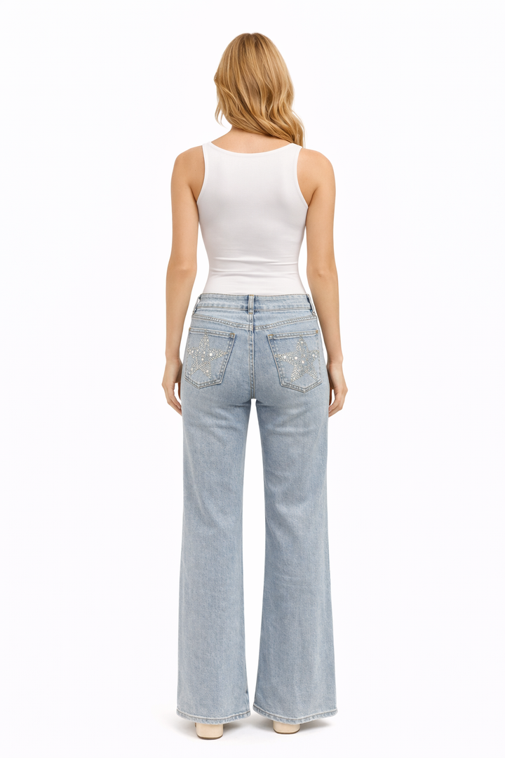 Silver Star Light Blue Wide Leg Jeans VSMISS 8649