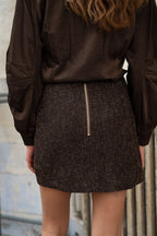Luxe Tweed Skort – Chocolate Brown SK876