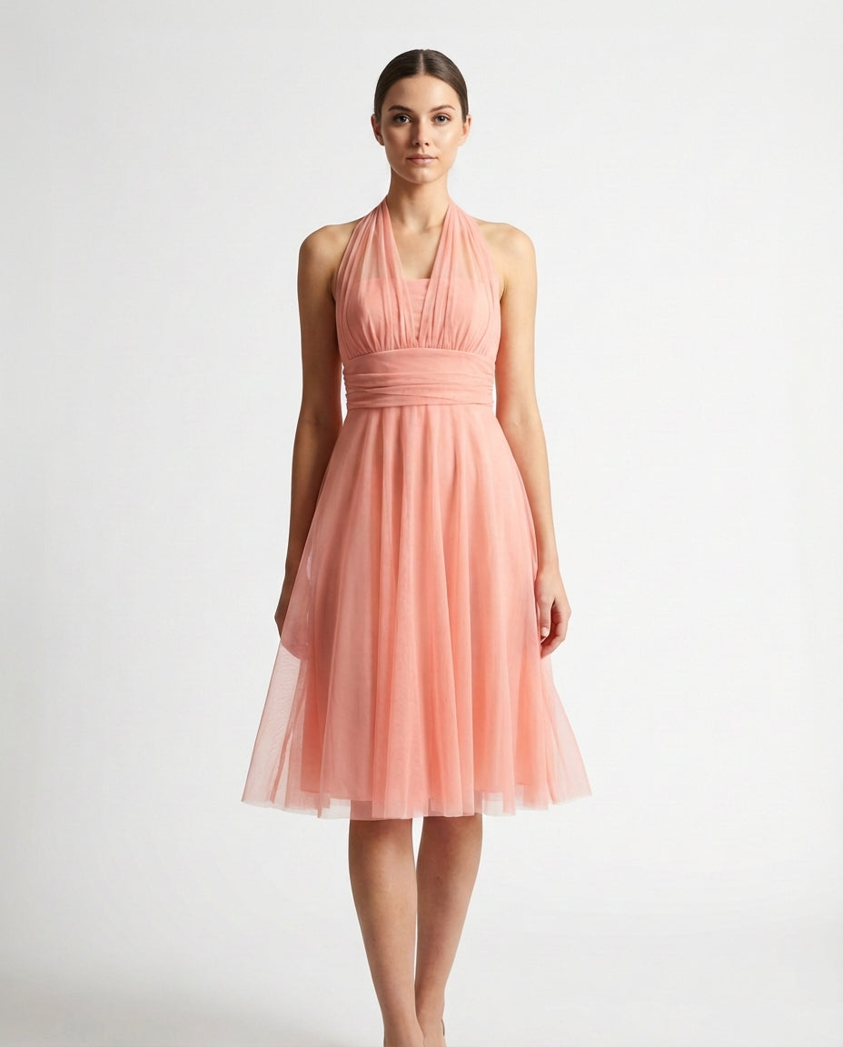 Vert Velours – Halterjurk met Plissé 3444