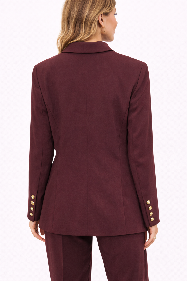 Victoria Prestige Double Breasted Blazer – Burgundy 1866