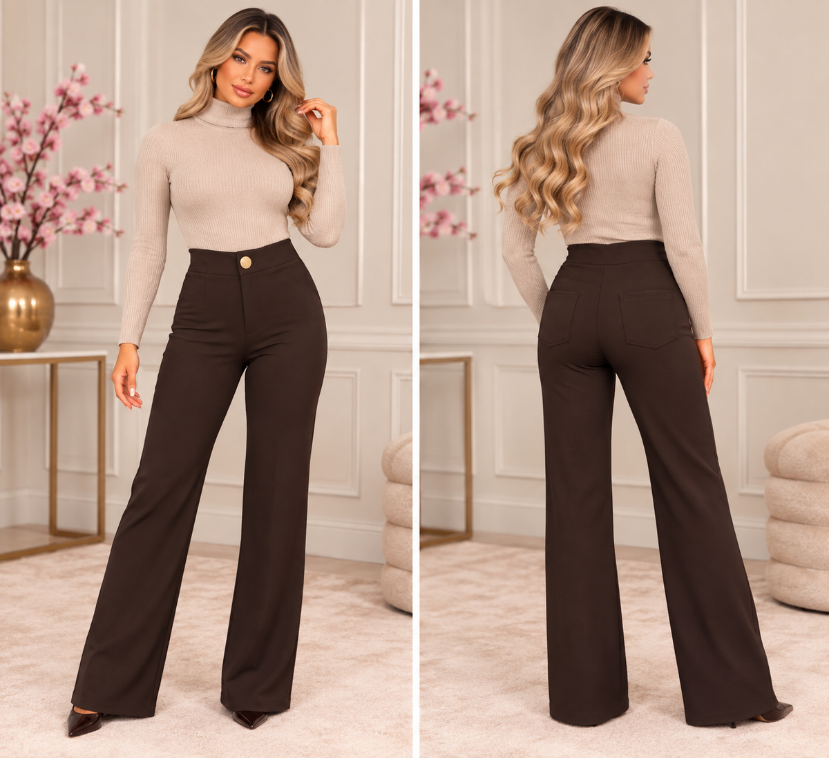 Choco & Black Wide-Leg Flared Legging HD-1371
