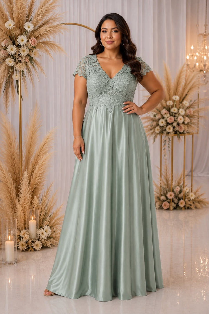 Celeste Lace Satin Gown – Curve Collection 9435