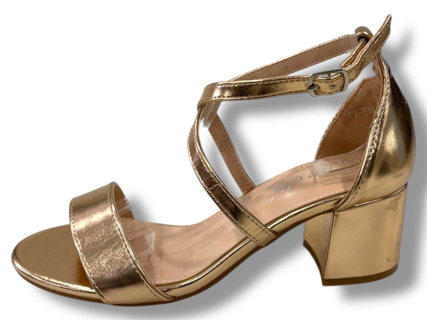 Stijlvolle Metallic Sandalen met Blokhak FI-218