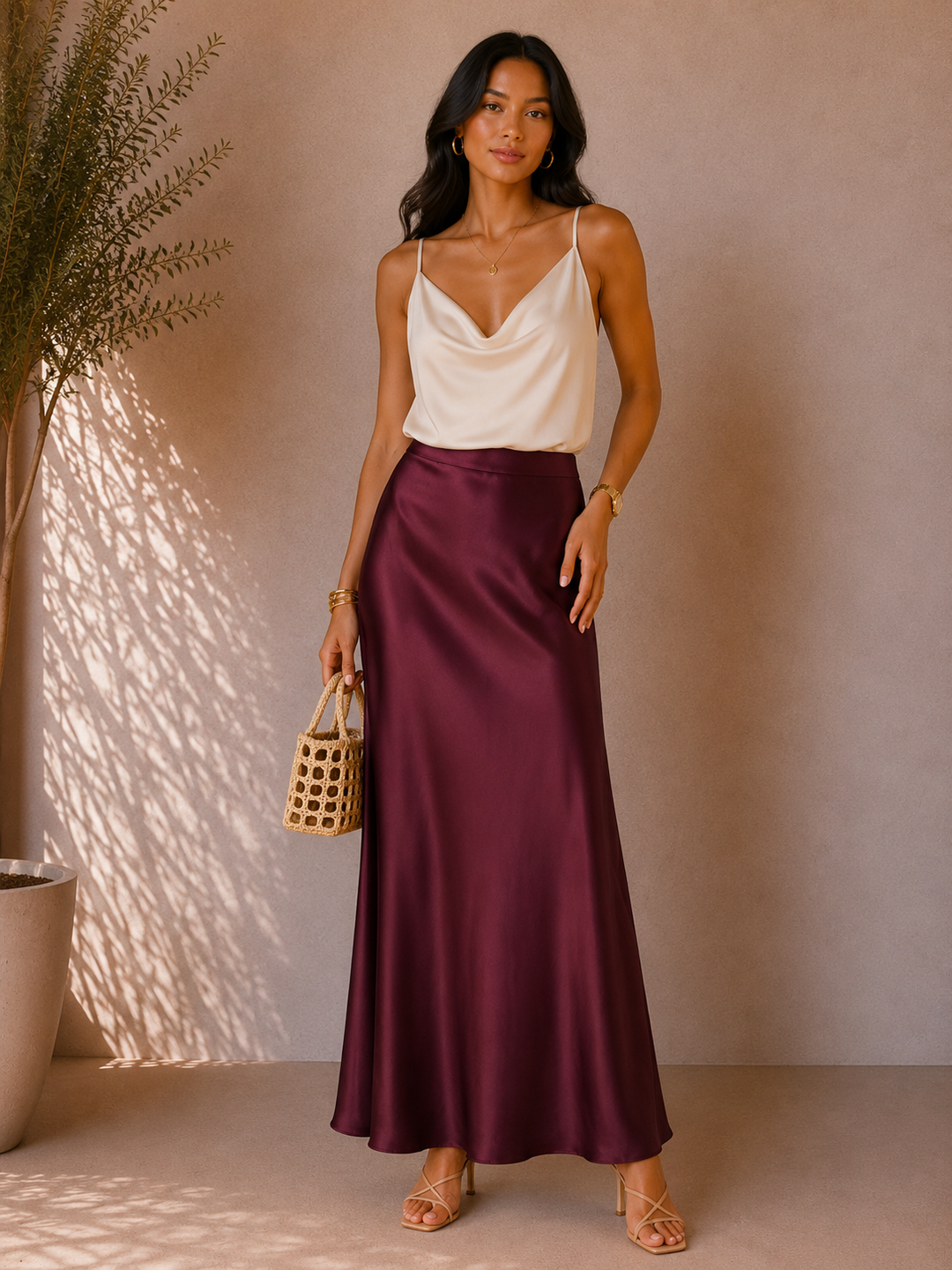 Satin Noir Maxi Rok 2304