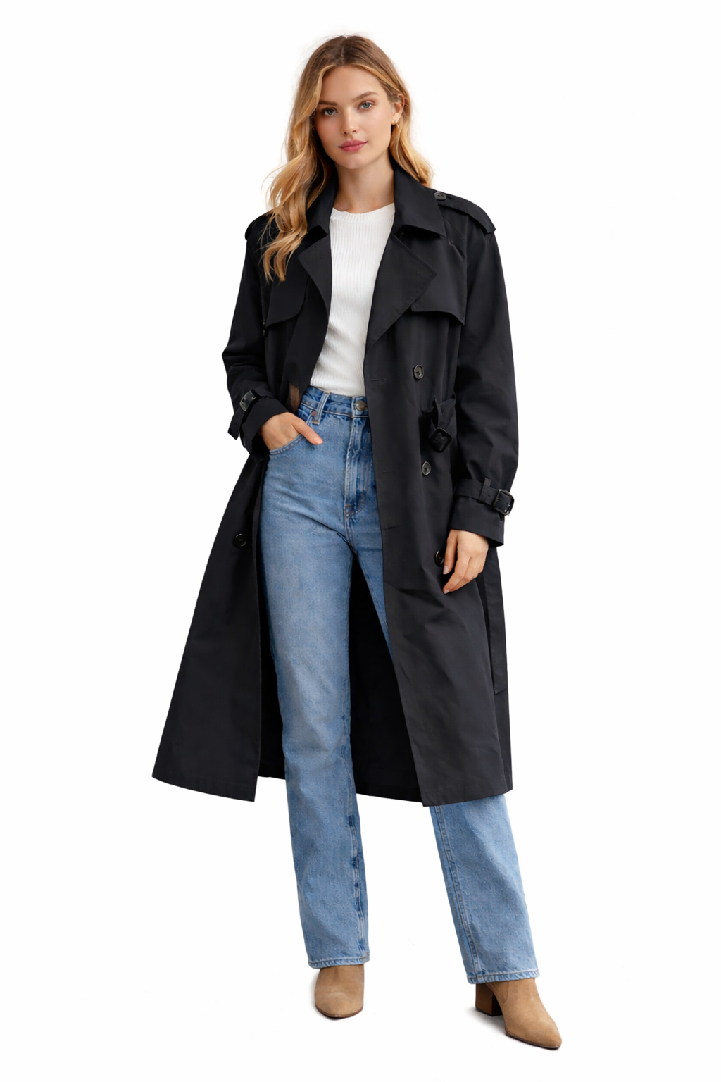 Elegante Dames Trenchcoat – Lange Manteljas 11092