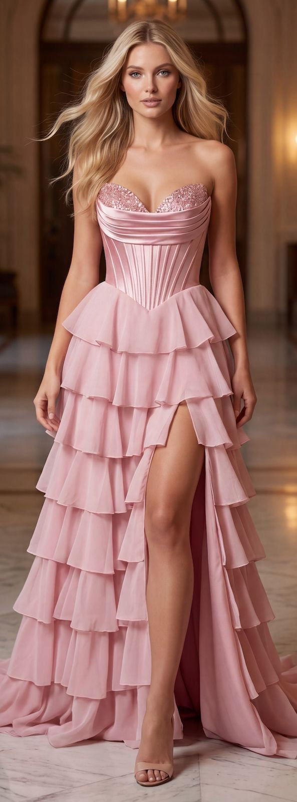 Celestia Ruffle Glam Gown 26196
