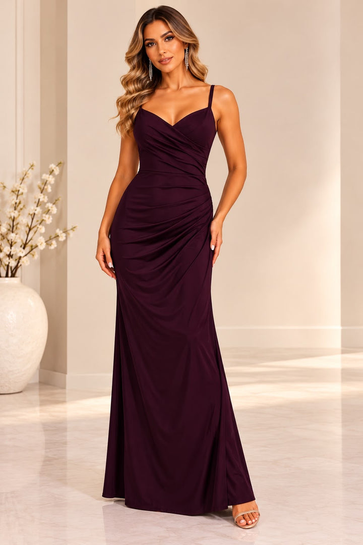 Evelyn Draped Satin Maxi Dress 31391