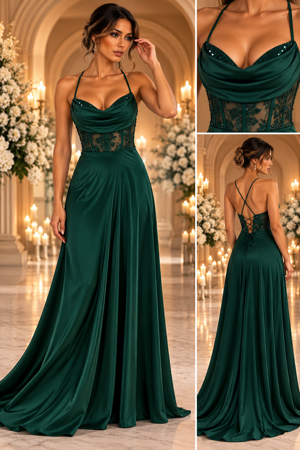 Aurelia Burgundy Satin Gala Dress 6439