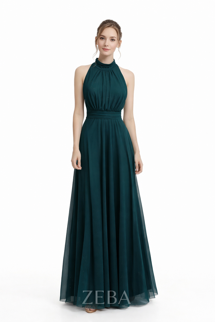 Midnight Grace Halter Glitter Maxi Gown – Elegant Open Back Evening Dress 
20037(N)