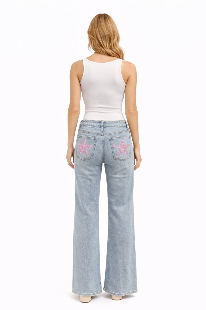 Silver Star Light Blue Wide Leg Jeans VSMISS 8649