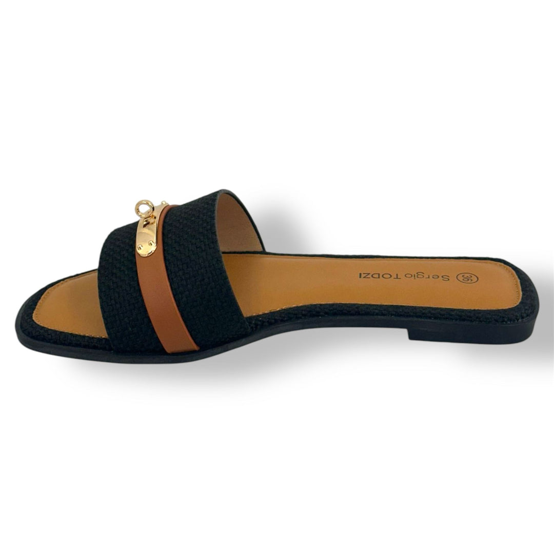 Stijlvolle Geweven Slippers met Gouden Detail SU062 – Zeba Collection