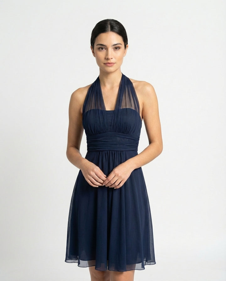 Vert Velours – Halterjurk met Plissé 3444