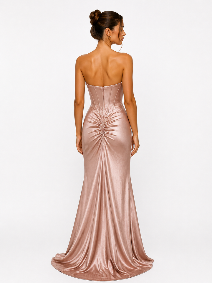 Ruby Elegance Corset Gown – Satin Luxe Edition F86059
