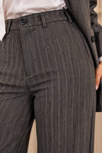 Elegant Pinstripe Blazer – Charcoal Grey 3104