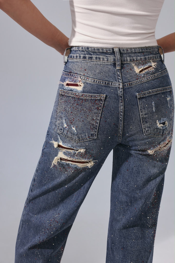 Celeste Rhinestone Wide Leg Jeans Sarah John ST1130