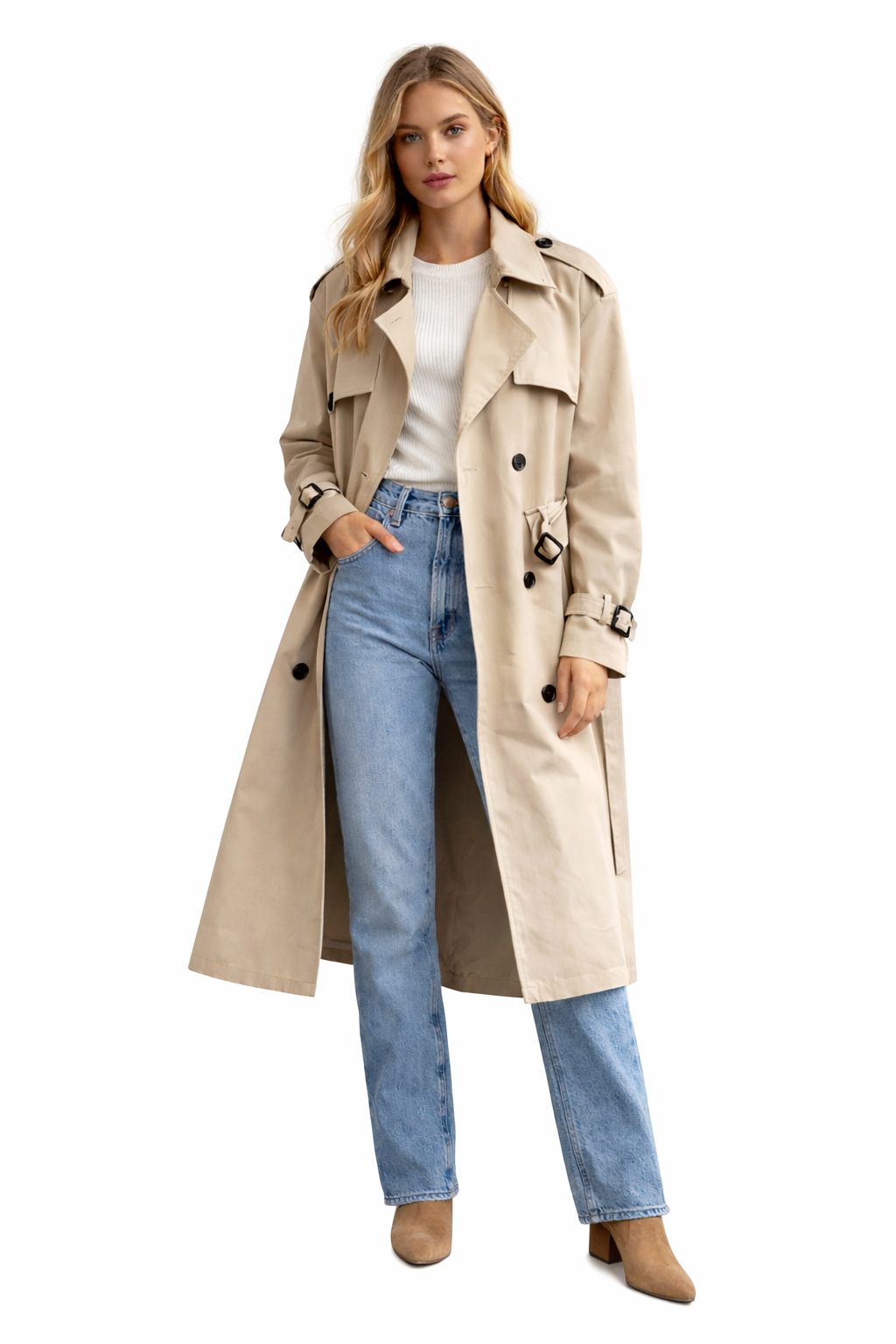 Elegante Dames Trenchcoat – Lange Manteljas 11092