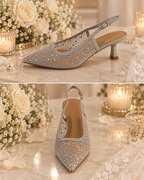 Bridal Crystal Slingback Heels – Silver LL66-310