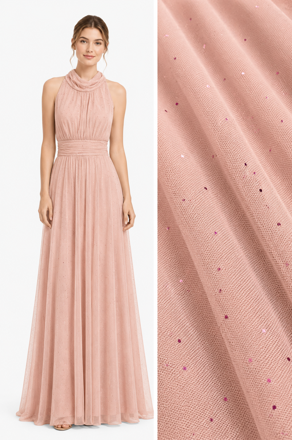 Midnight Grace Halter Glitter Maxi Gown – Elegant Open Back Evening Dress 20037