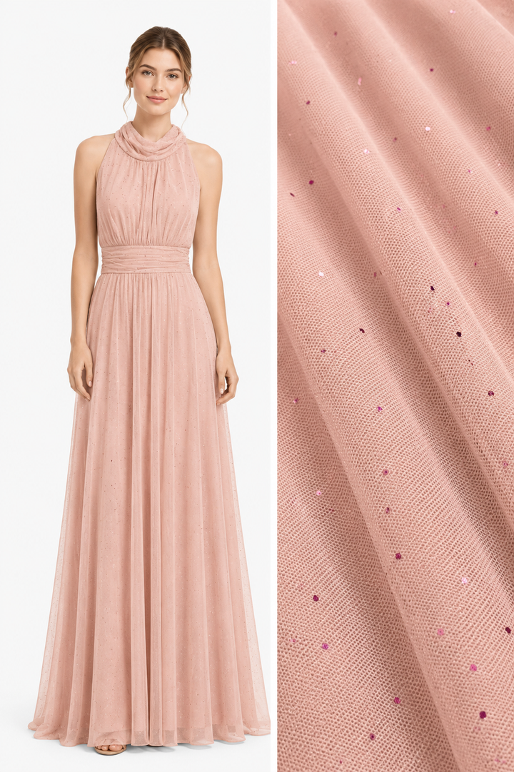 Midnight Grace Halter Glitter Maxi Gown – Elegant Open Back Evening Dress 20037