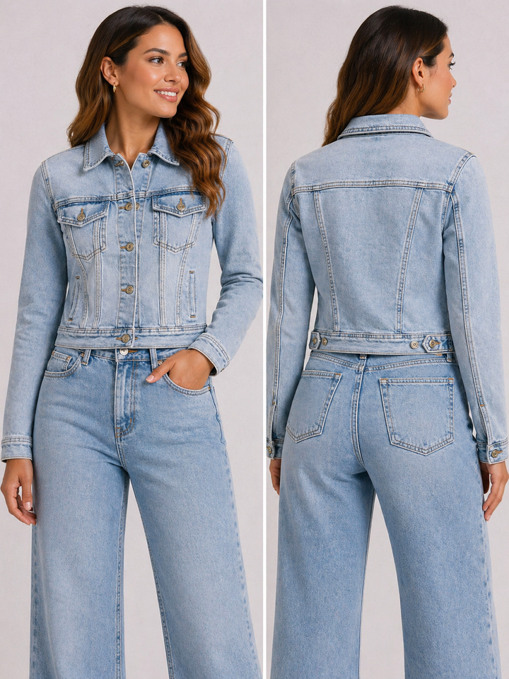 Denim Cropped Jacket – Light Blue Classic Fit RJ74