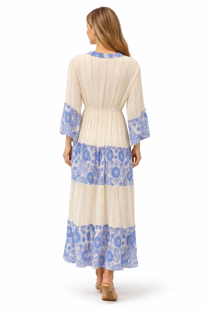 Bohemian Maxi Jurk met Borduursels & Paisley Print 2709