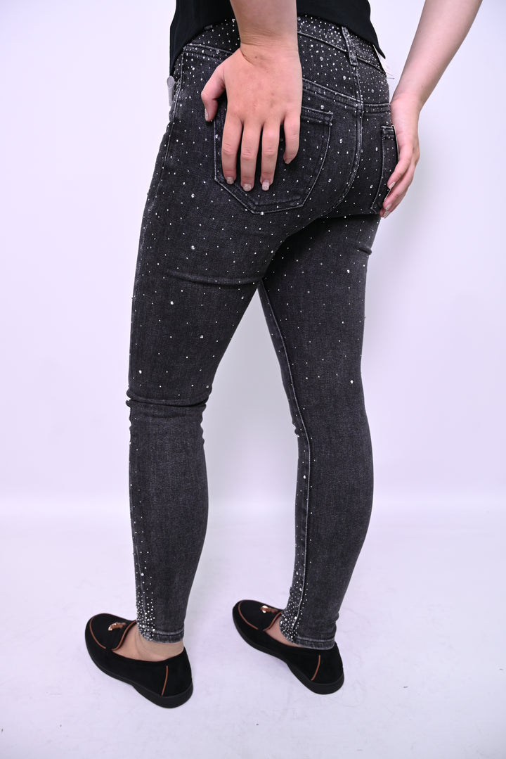 Zwarte Skinny Jeans met Witte Spikkelprint – Gedurfd & Uniek HelloMiss H931-2