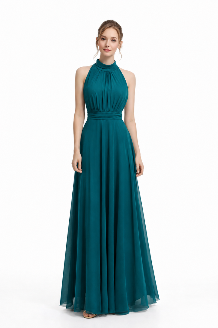 Midnight Grace Halter Glitter Maxi Gown – Elegant Open Back Evening Dress 
20037(N)