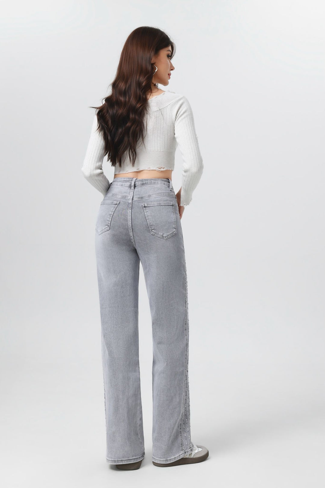 Shadow Line Wide-Leg Jeans HelloMiss H953-2