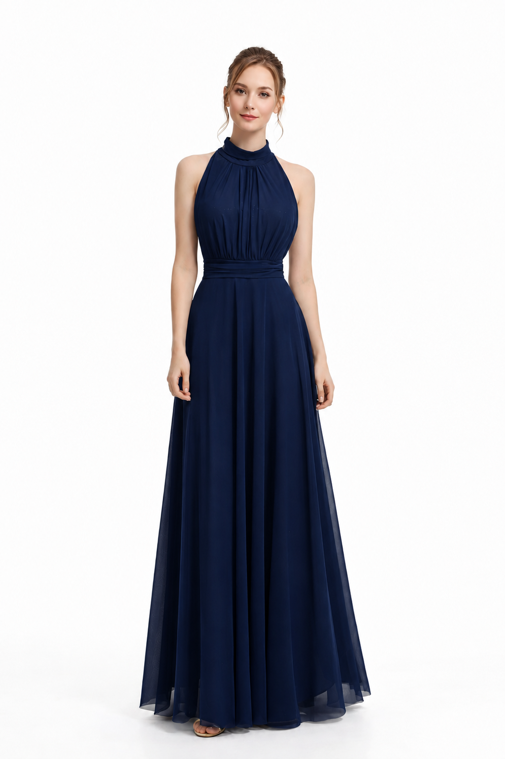 Midnight Grace Halter Glitter Maxi Gown – Elegant Open Back Evening Dress 
20037(N)
