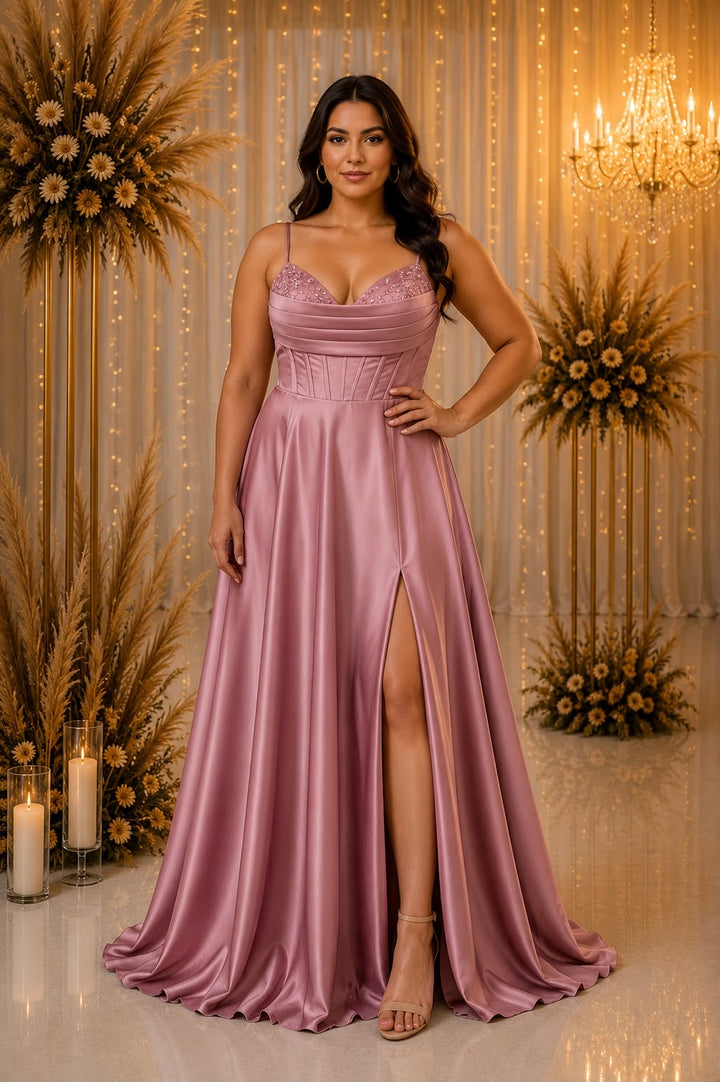 Elara Satin Corset Gown – Curve Collection 9451