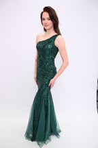 Midnight Elegance – One-shoulder avondjurk met verfijnde details 16552