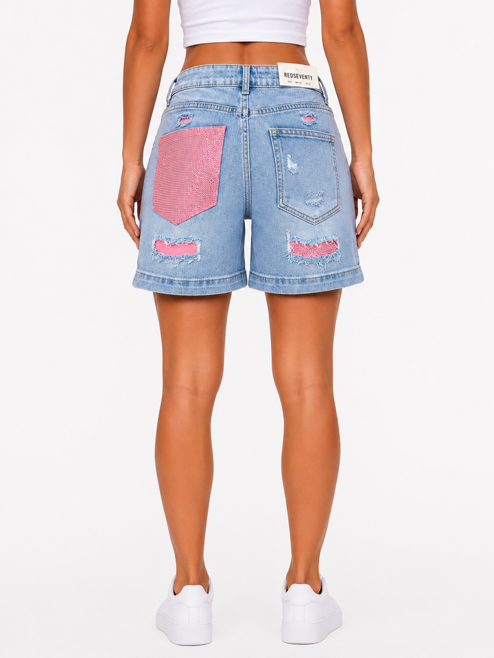 Rosalie Spark Denim Shorts – Light Blue Redseventy H11-8